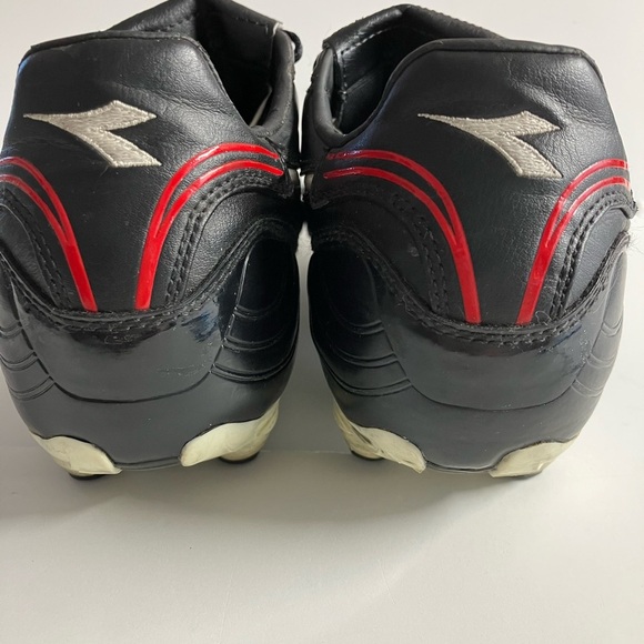 Diadora LX K Women’s Cleats, Size 8.5, Lace Ups, Black/White/Red - Picture 4 of 8